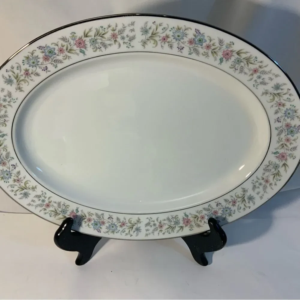 CONTEMPORARY FINE CHINA BY NORITAKE JAPAN BLYTHE 2037 FLORAL/SILVER TRIM